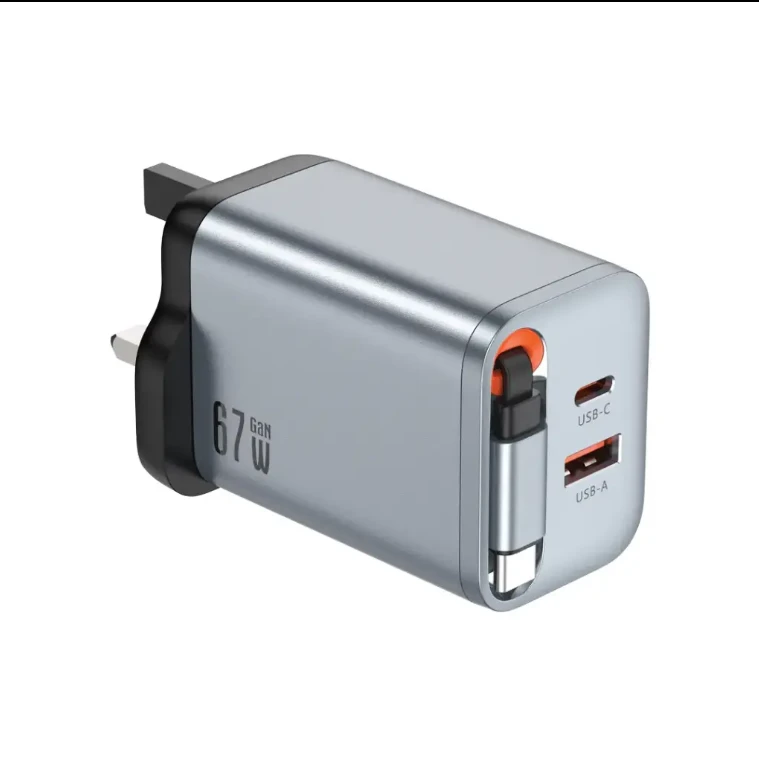 Green Lion GaN Premium UK Plug PD 67W - Gray