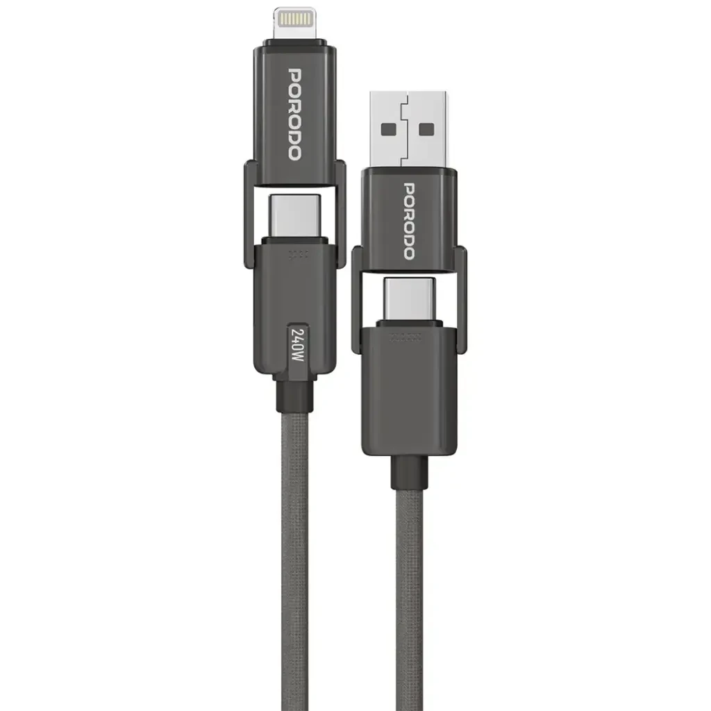 Porodo 4-In-1 Braided High-Speed Charging Cable