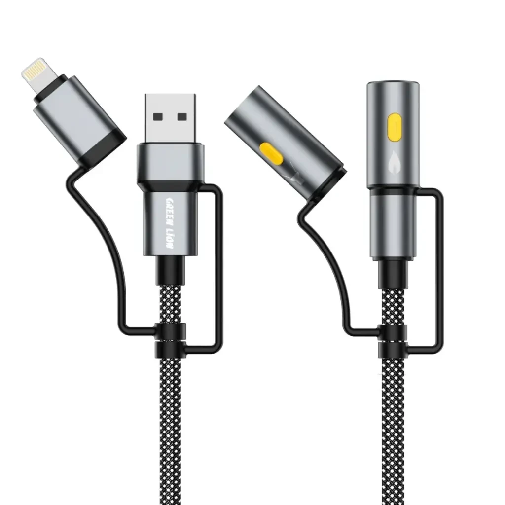 Green Lion 6-in-1 Charging Cable, LED Light, Ignition - Gray